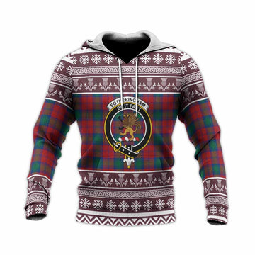 Fotheringham (Fotheringhame) Clan Tartan Christmas Knitted Hoodie with Family Crest