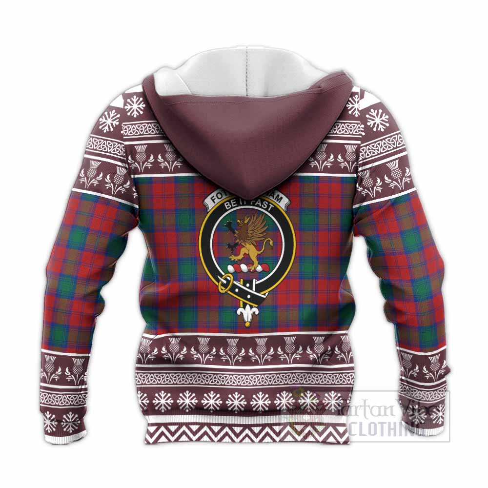 Fotheringham (Fotheringhame) Clan Tartan Christmas Knitted Hoodie with Family Crest - Tartan Vibes Clothing