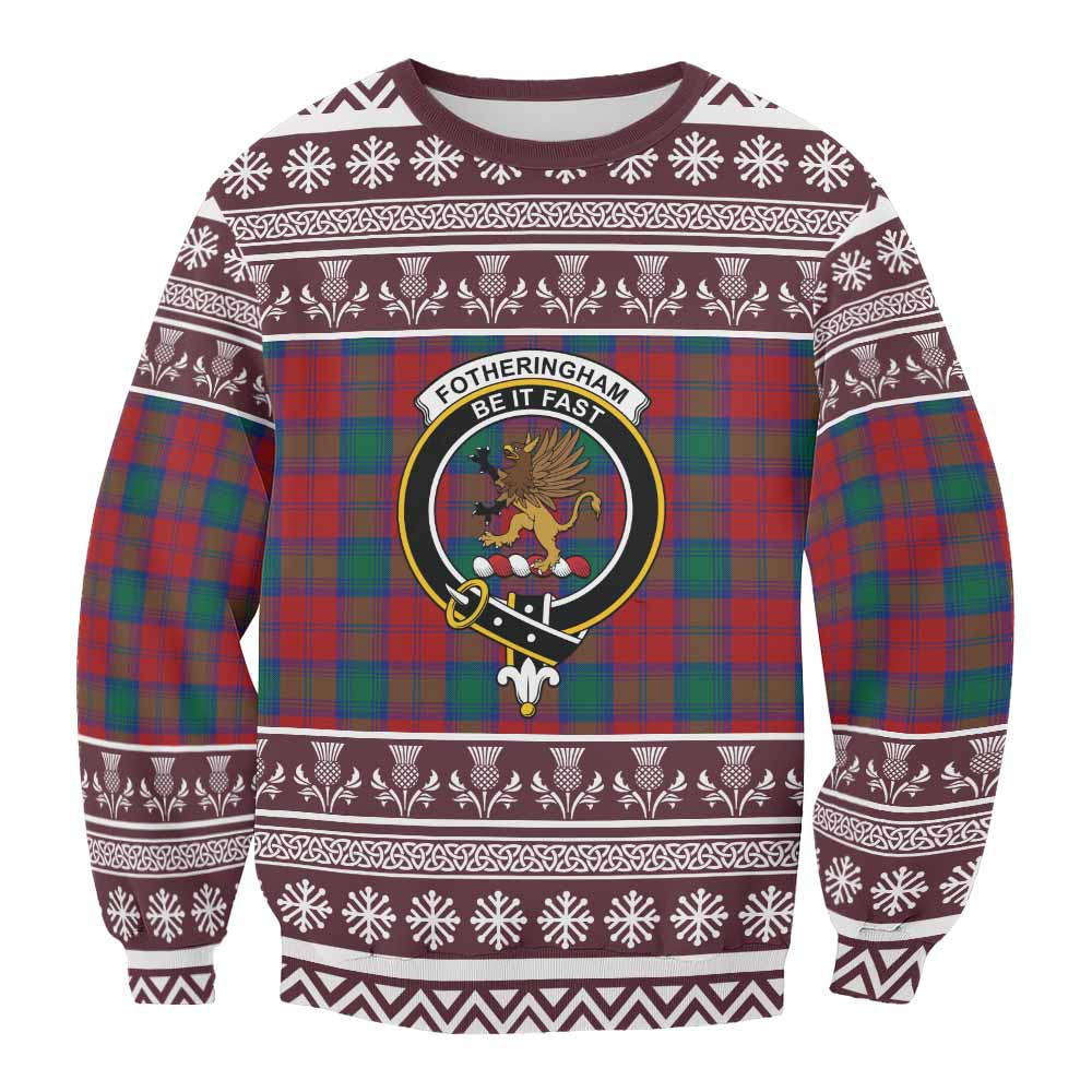 Fotheringham (Fotheringhame) Clan Tartan Christmas Sweatshirt with Family Crest - Tartan Vibes Clothing