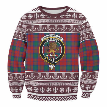 Fotheringham (Fotheringhame) Clan Tartan Christmas Sweatshirt with Family Crest