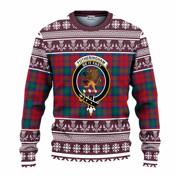 Fotheringham (Fotheringhame) Clan Tartan Christmas Ugly Sweater with Family Crest