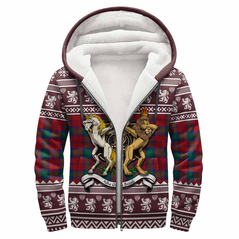 Fotheringham (Fotheringhame) Clan Tartan Crest Christmas Fleece Hoodie Coat of Arms Funny Style - Tartan Vibes Clothing