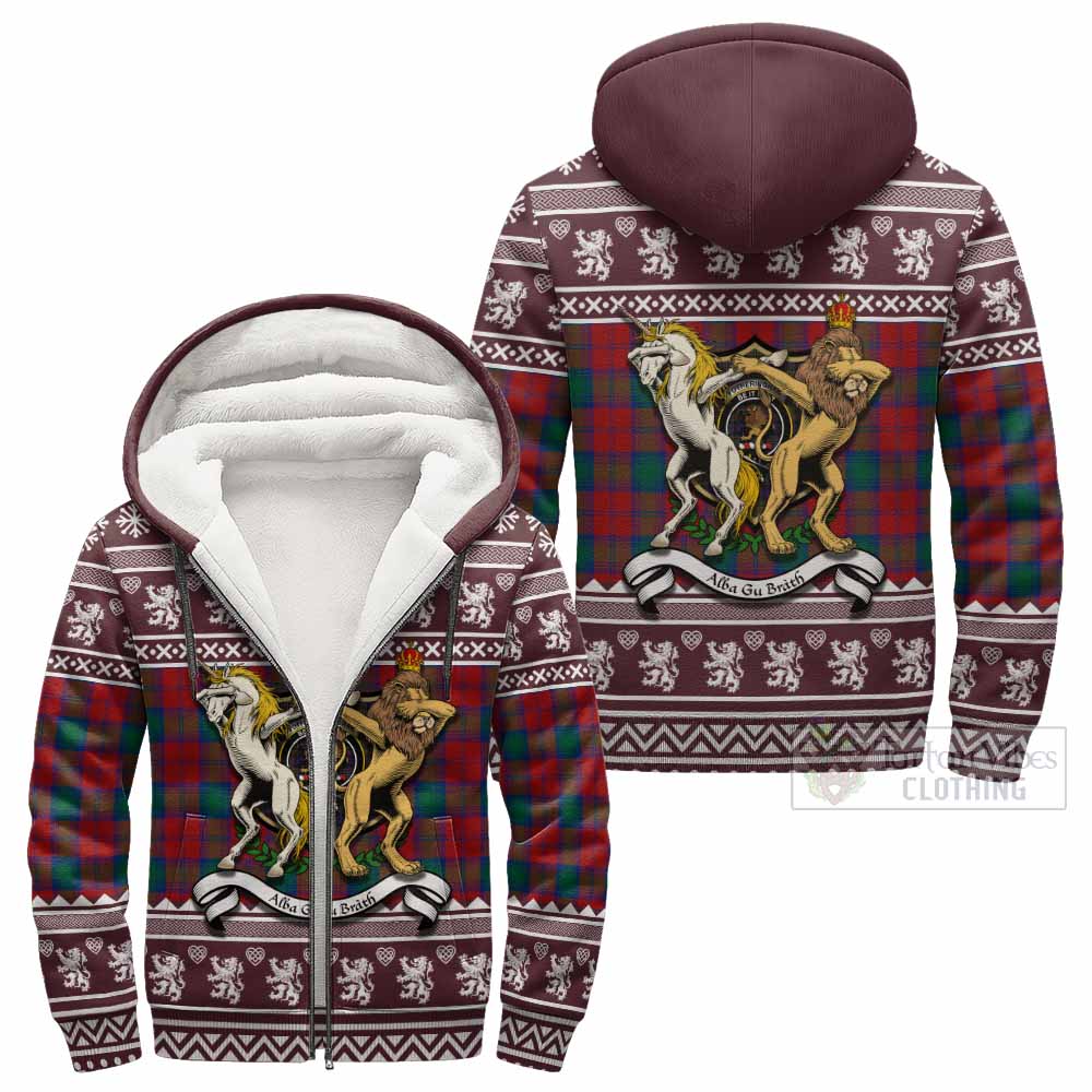 Fotheringham (Fotheringhame) Clan Tartan Crest Christmas Fleece Hoodie Coat of Arms Funny Style - Tartan Vibes Clothing