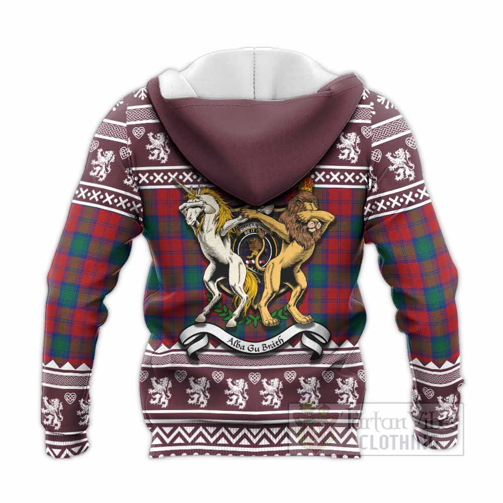 Fotheringham (Fotheringhame) Clan Tartan Crest Christmas Knitted Hoodie Coat of Arms Funny Style - Tartan Vibes Clothing