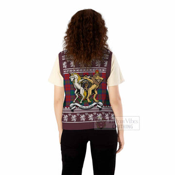 Fotheringham (Fotheringhame) Clan Tartan Crest Christmas Knitted V-Neck Vest Coat of Arms Funny Style