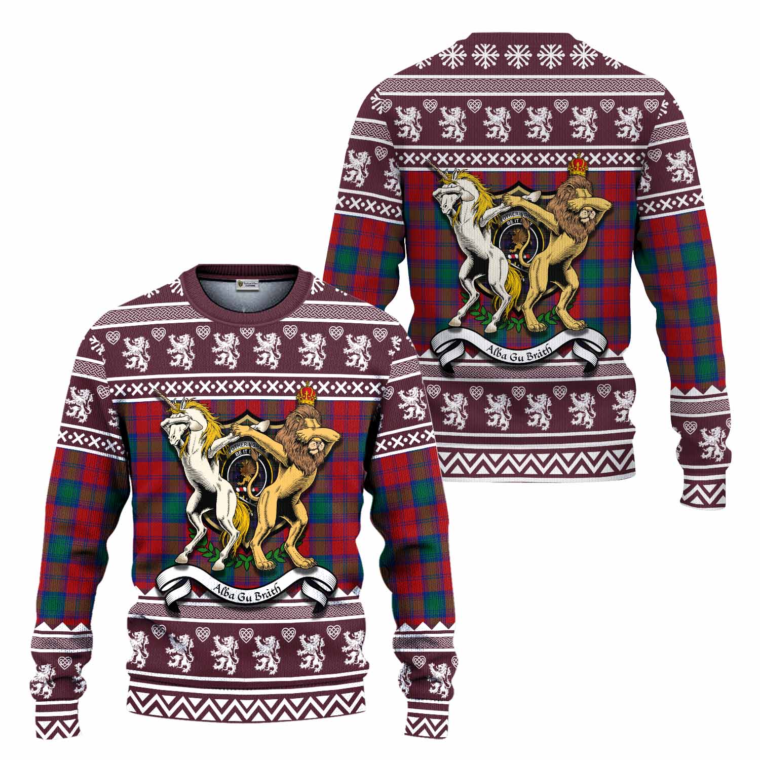 Fotheringham (Fotheringhame) Clan Tartan Crest Christmas Ugly Sweater Coat of Arms Funny Style - Tartan Vibes Clothing