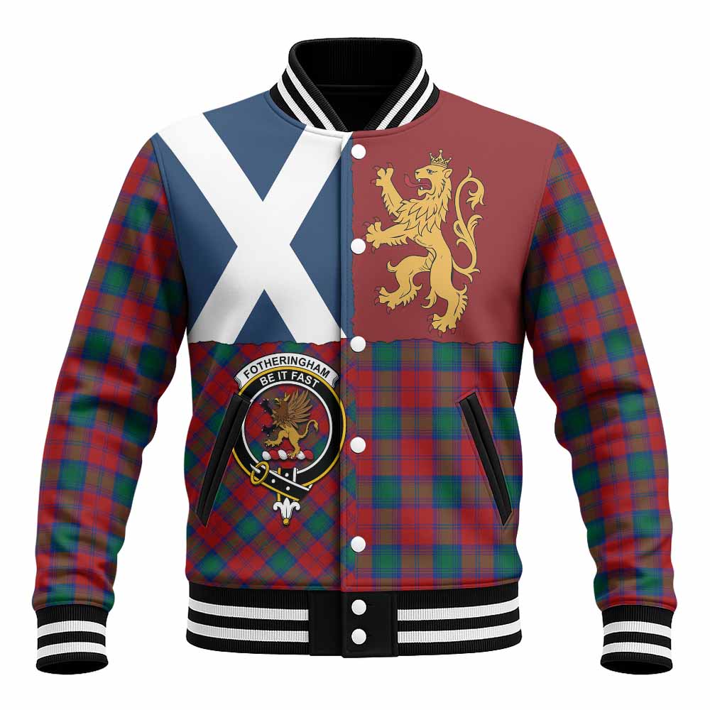 Fotheringham (Fotheringhame) Crest Tartan Baseball Jacket with Lion Rampant Saltire Style