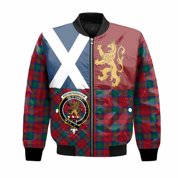 Fotheringham (Fotheringhame) Crest Tartan Bomber Jacket with Lion Rampant Saltire Style