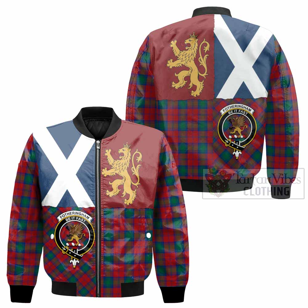 Fotheringham (Fotheringhame) Crest Tartan Bomber Jacket with Lion Rampant Saltire Style