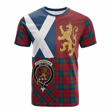 Fotheringham (Fotheringhame) Crest Tartan Cotton T-shirt with Lion Rampant Saltire Style