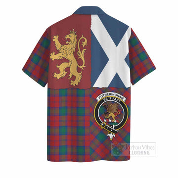 Fotheringham (Fotheringhame) Crest Tartan Hawaiian Shirt with Lion Rampant Saltire Style