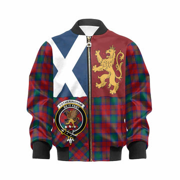 Fotheringham (Fotheringhame) Crest Tartan Kid Bomber Jacket with Lion Rampant Saltire Style