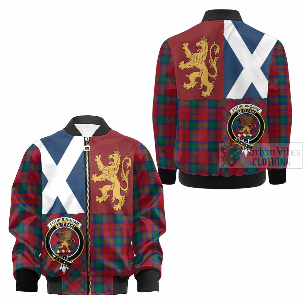 Fotheringham (Fotheringhame) Crest Tartan Kid Bomber Jacket with Lion Rampant Saltire Style - Tartan Vibes Clothing