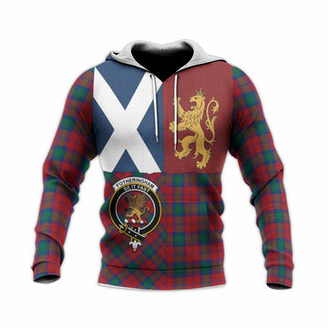 Fotheringham (Fotheringhame) Crest Tartan Knitted Hoodie with Lion Rampant Saltire Style