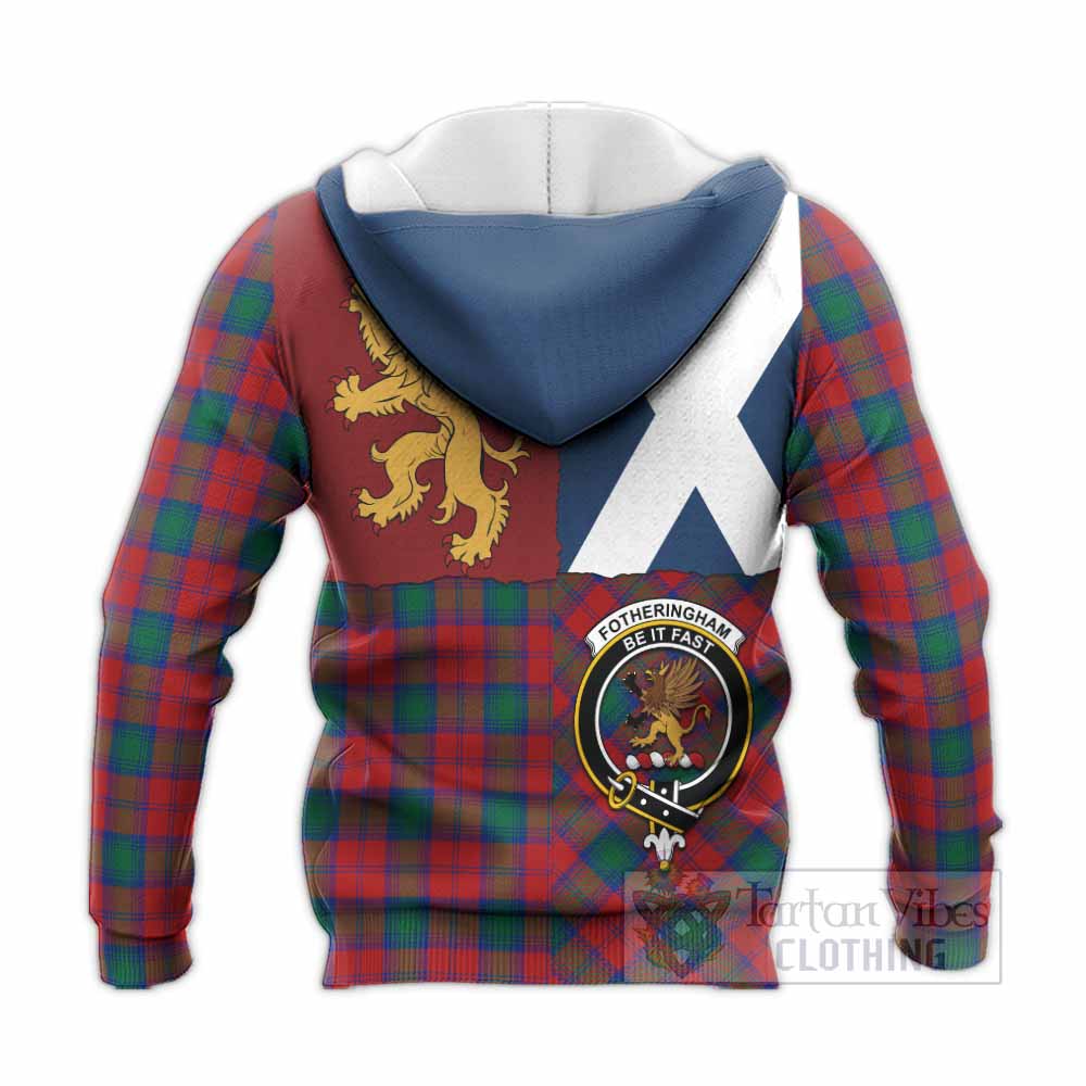 Fotheringham (Fotheringhame) Crest Tartan Knitted Hoodie with Lion Rampant Saltire Style