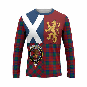 Fotheringham (Fotheringhame) Crest Tartan Long Sleeve T-Shirt with Lion Rampant Saltire Style