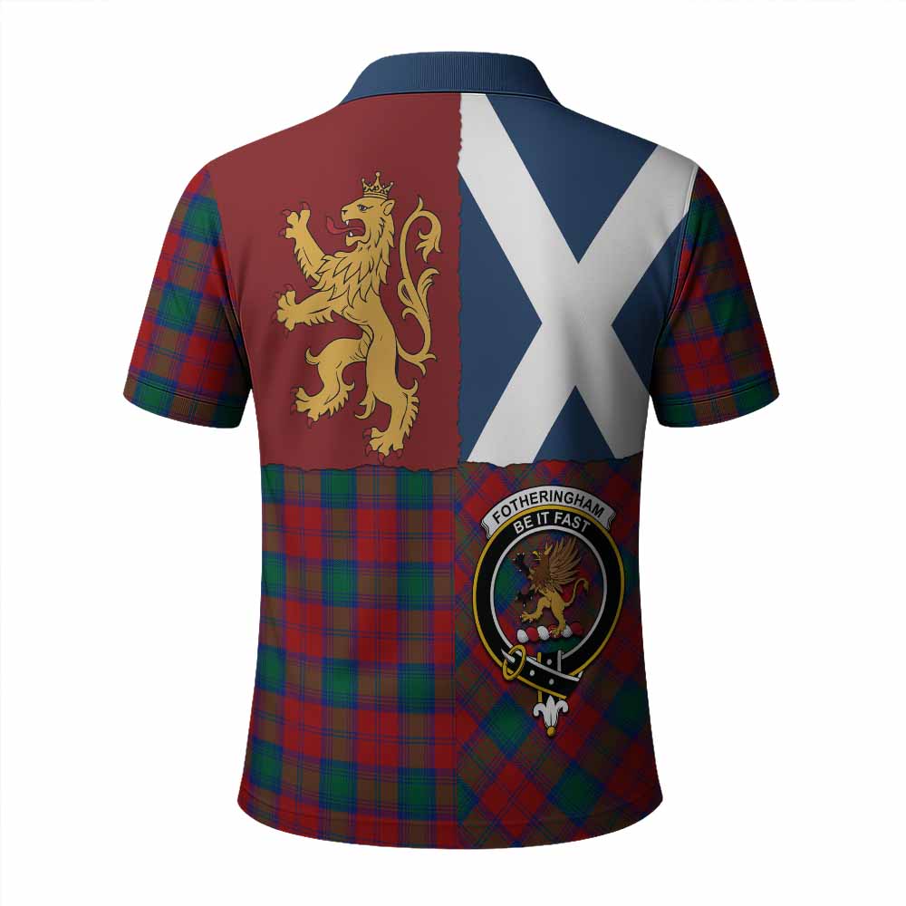 Fotheringham (Fotheringhame) Crest Tartan Polo Shirt with Lion Rampant Saltire Style