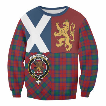 Fotheringham (Fotheringhame) Crest Tartan Sweatshirt with Lion Rampant Saltire Style