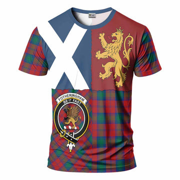 Fotheringham (Fotheringhame) Crest Tartan T-Shirt with Lion Rampant Saltire Style