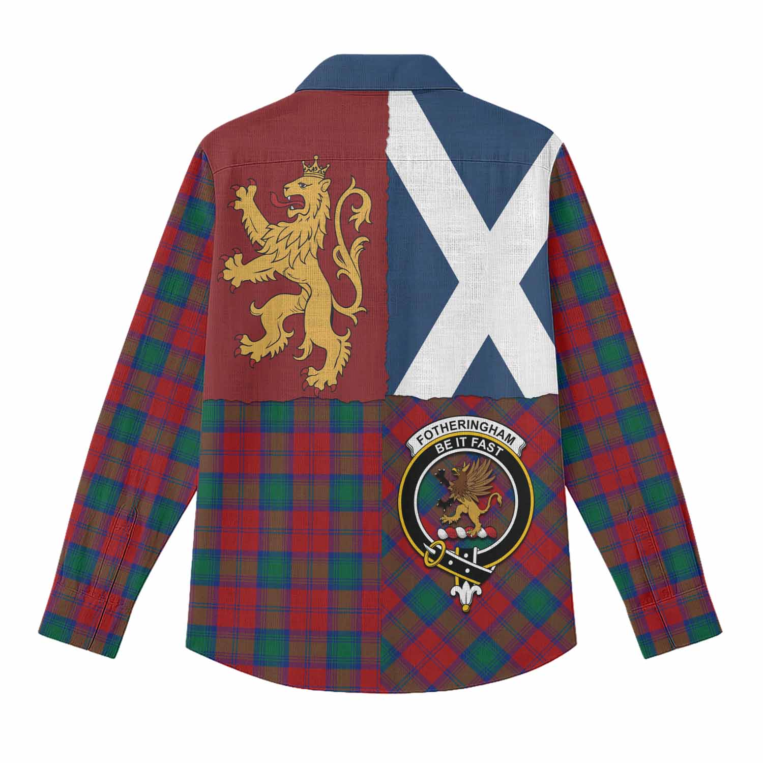 Fotheringham (Fotheringhame) Crest Tartan Women Casual Shirt with Lion Rampant Saltire Style