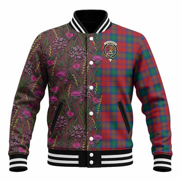 Fotheringham (Fotheringhame) Family Crest Tartan Baseball Jacket Scottish Thistle Flower Pattern Half Style
