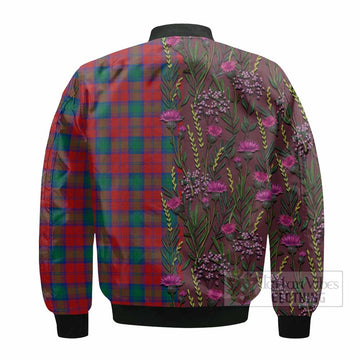 Fotheringham (Fotheringhame) Family Crest Tartan Bomber Jacket Scottish Thistle Flower Pattern Half Style