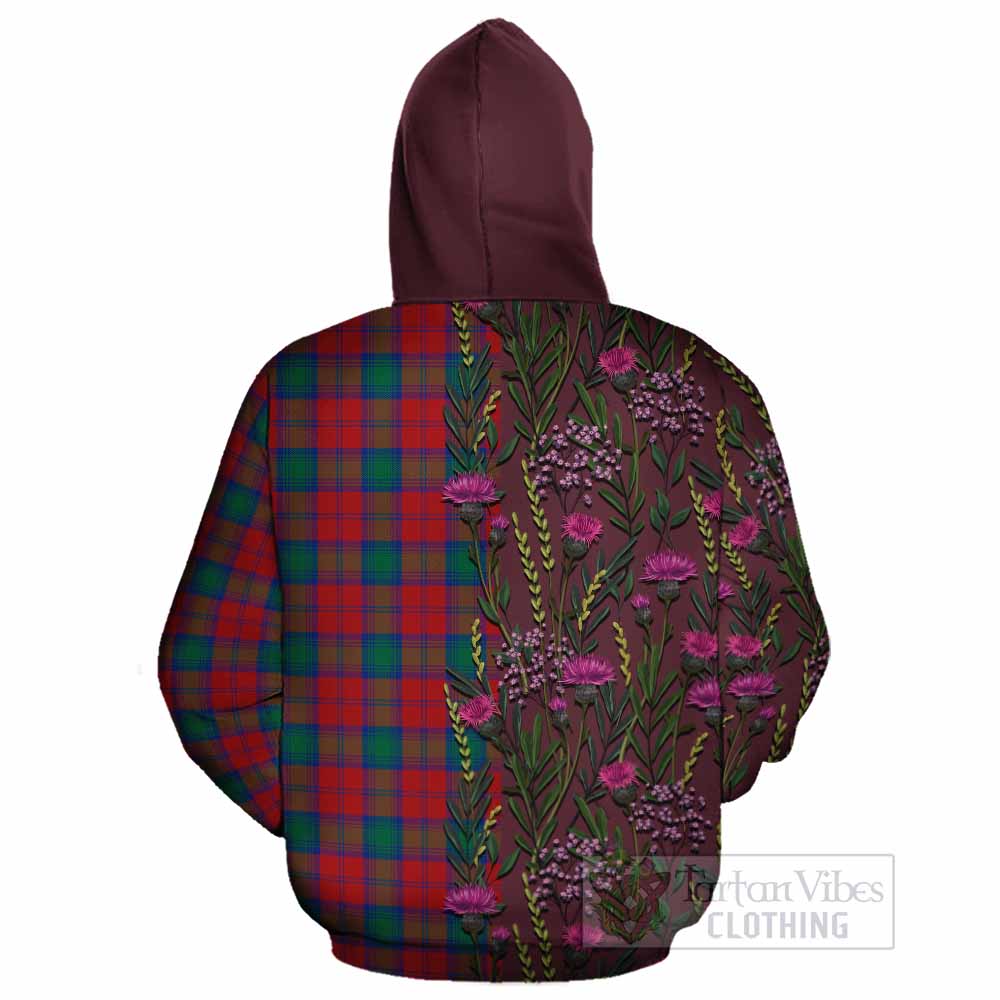Fotheringham (Fotheringhame) Family Crest Tartan Cotton Hoodie Scottish Thistle Flower Pattern Half Style - Tartan Vibes Clothing