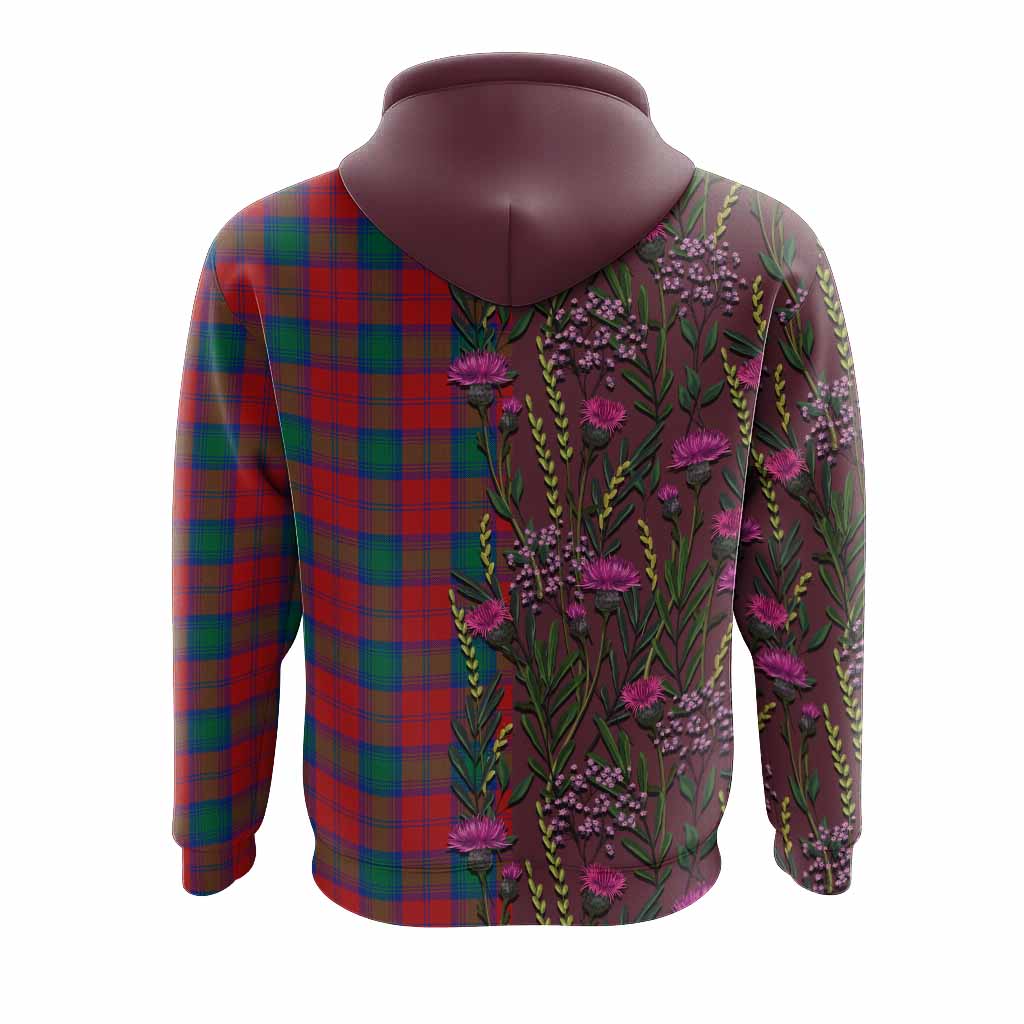 Fotheringham (Fotheringhame) Family Crest Tartan Hoodie Scottish Thistle Flower Pattern Half Style - Tartan Vibes Clothing