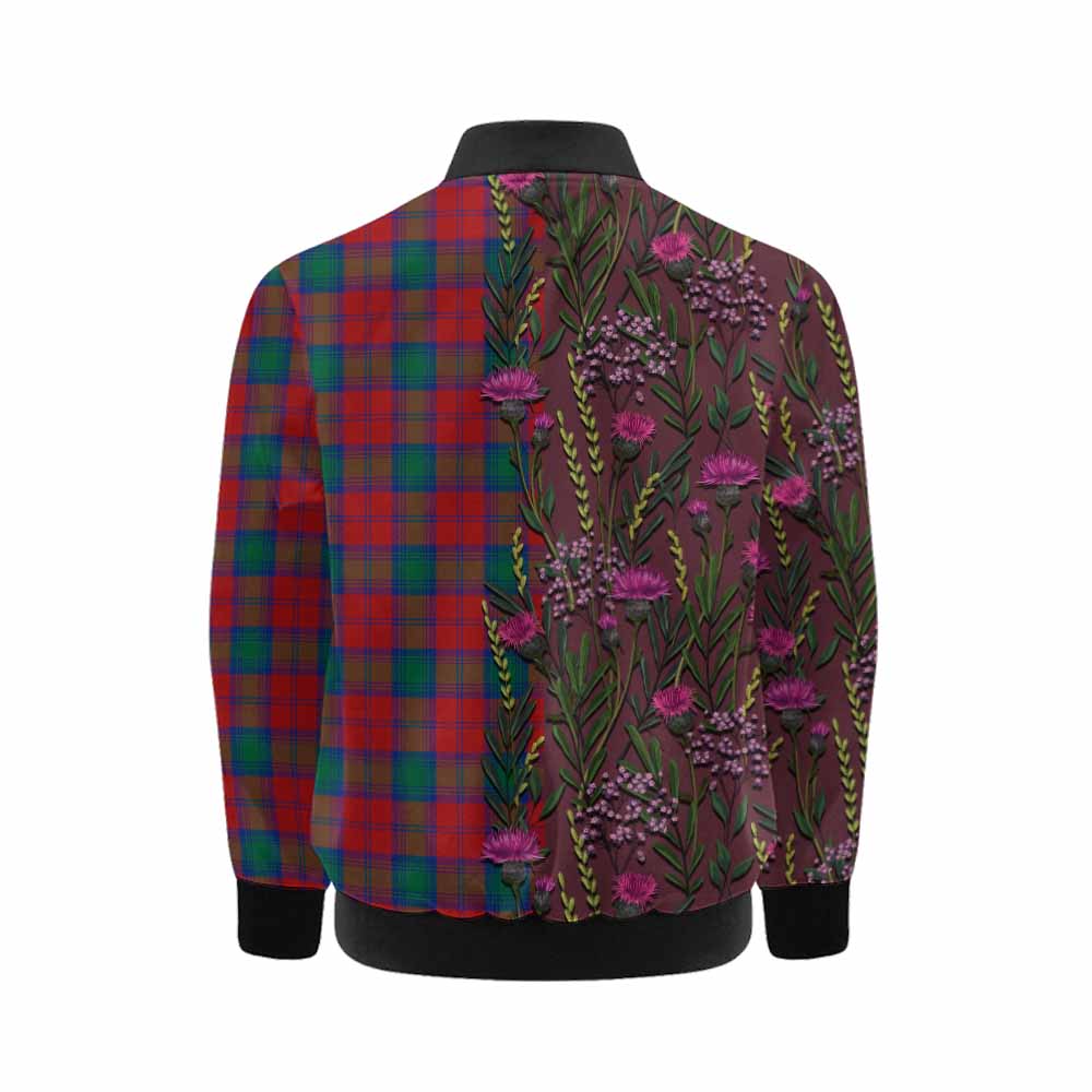 Fotheringham (Fotheringhame) Family Crest Tartan Kid Bomber Jacket Scottish Thistle Flower Pattern Half Style - Tartan Vibes Clothing
