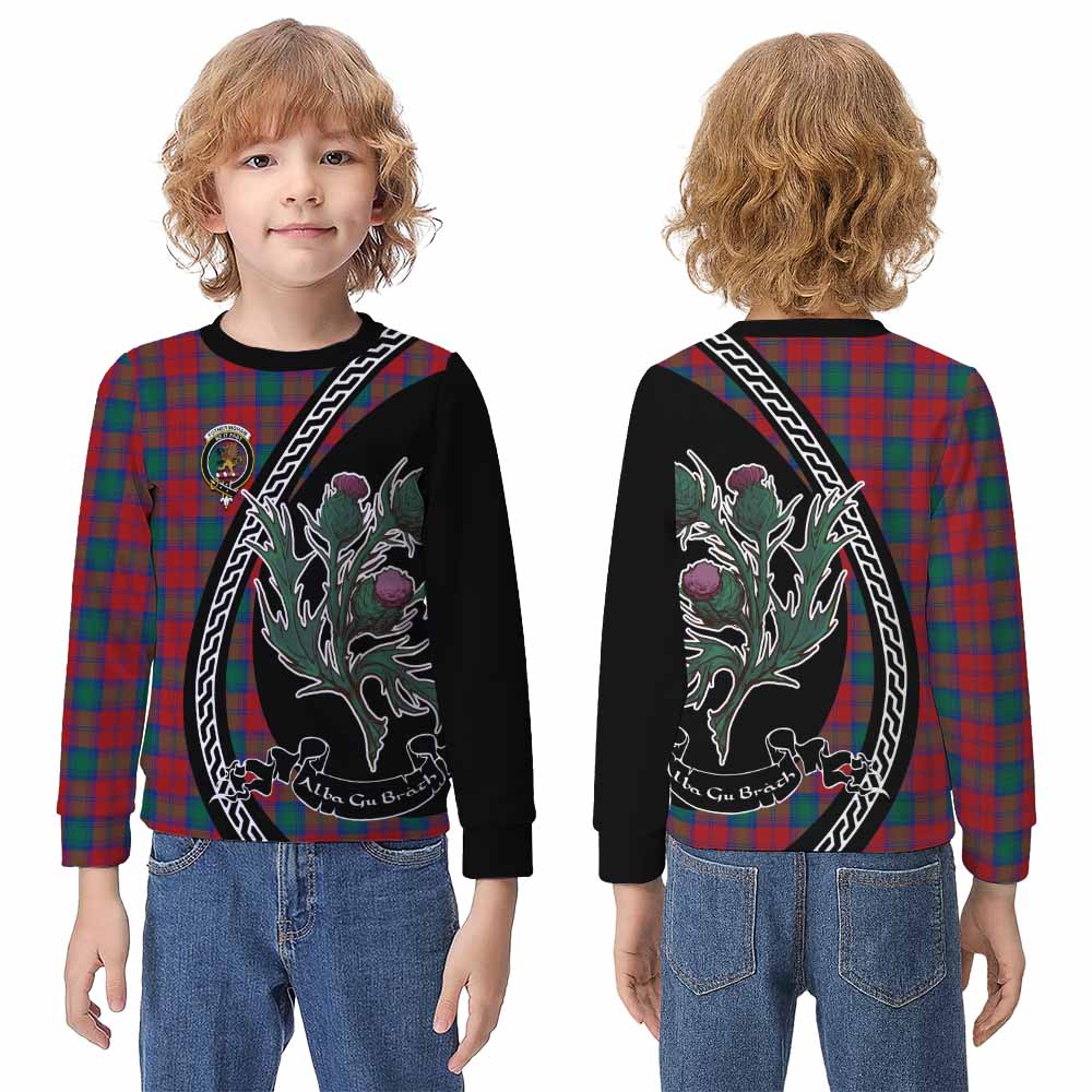 Fotheringham (Fotheringhame) Family Crest Tartan Kid Knitted Sweatshirt Alba Thistle Inspired - Tartan Vibes Clothing