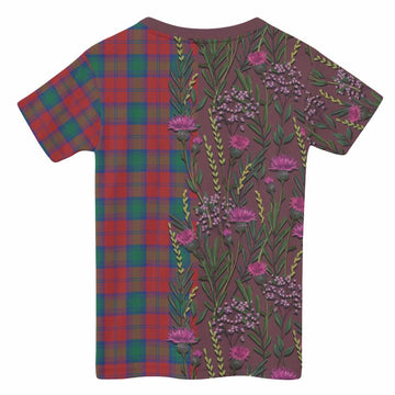 Fotheringham (Fotheringhame) Family Crest Tartan Kid T-shirt Scottish Thistle Flower Pattern Half Style - Tartan Vibes Clothing