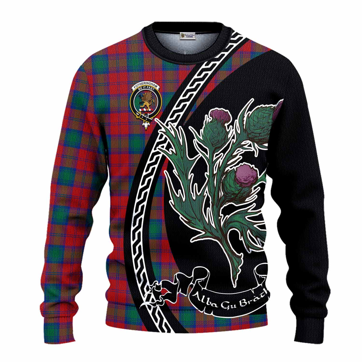 Fotheringham (Fotheringhame) Family Crest Tartan Knitted Sweater Alba Thistle Inspired - Tartan Vibes Clothing