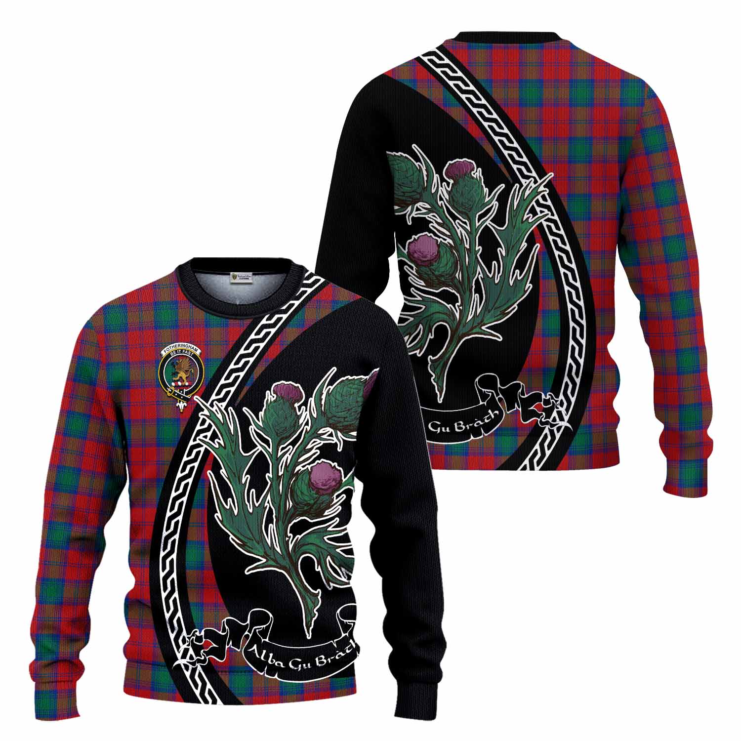 Fotheringham (Fotheringhame) Family Crest Tartan Knitted Sweater Alba Thistle Inspired - Tartan Vibes Clothing
