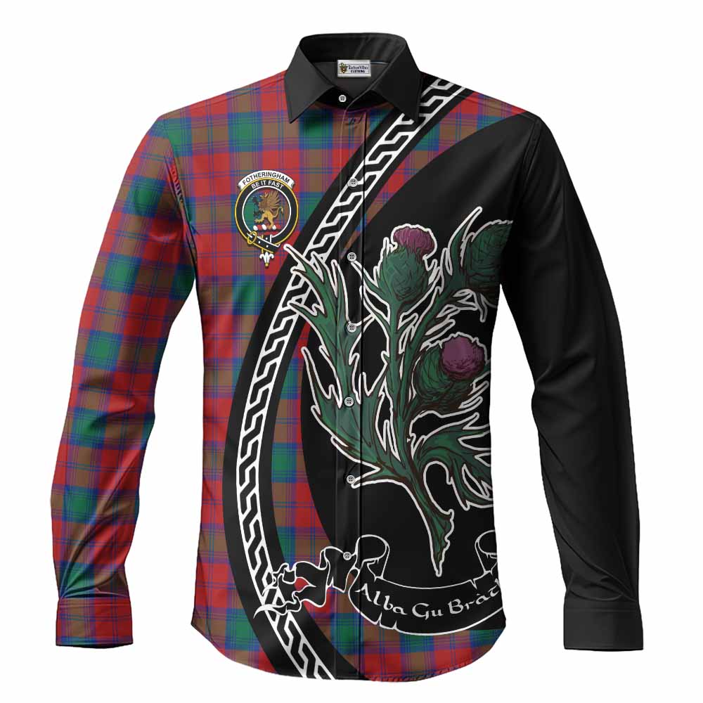 Fotheringham (Fotheringhame) Family Crest Tartan Long Sleeve Button Shirts Alba Thistle Inspired - Tartan Vibes Clothing