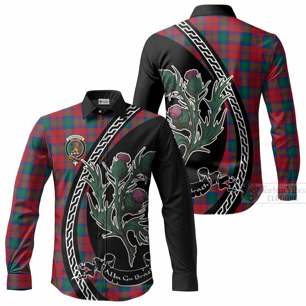 Fotheringham (Fotheringhame) Family Crest Tartan Long Sleeve Button Shirts Alba Thistle Inspired - Tartan Vibes Clothing