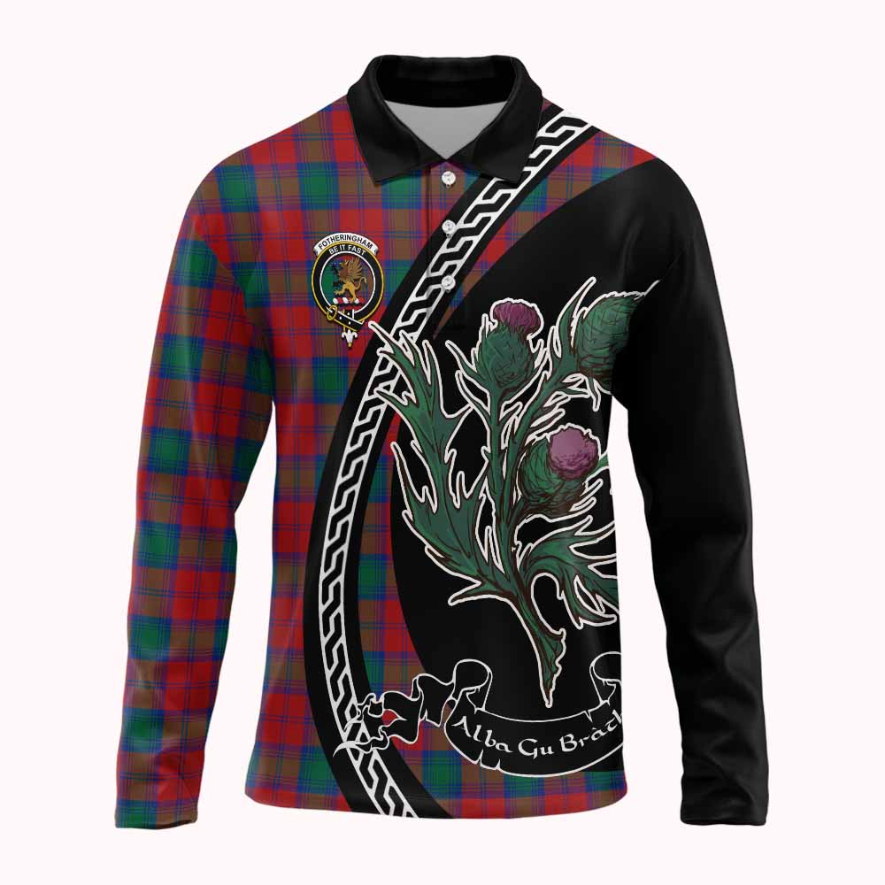 Fotheringham (Fotheringhame) Family Crest Tartan Long Sleeve Polo Shirt Alba Thistle Inspired - Tartan Vibes Clothing