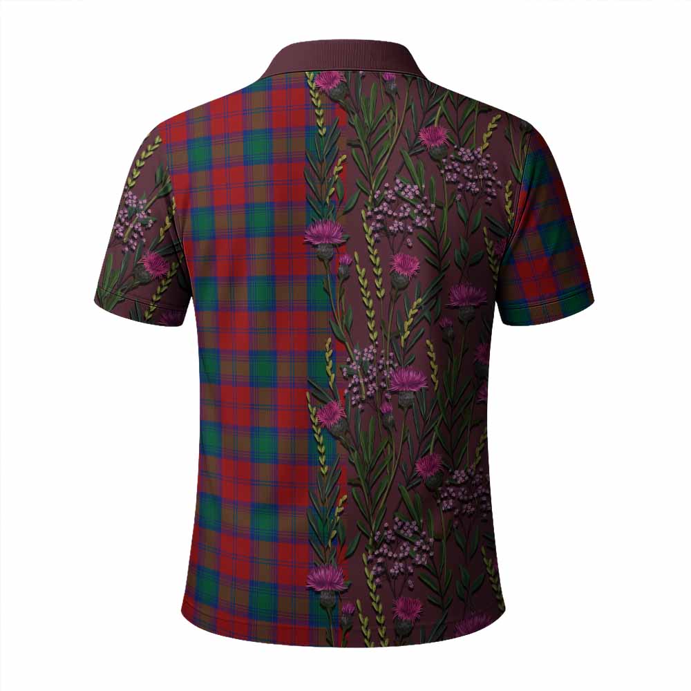 Fotheringham (Fotheringhame) Family Crest Tartan Polo Shirt Scottish Thistle Flower Pattern Half Style - Tartan Vibes Clothing