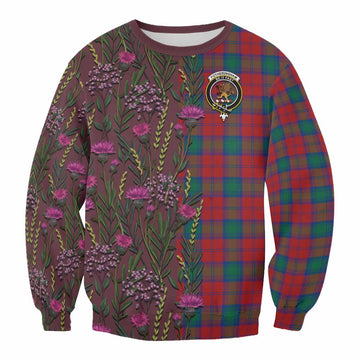 Fotheringham (Fotheringhame) Family Crest Tartan Sweatshirt Scottish Thistle Flower Pattern Half Style