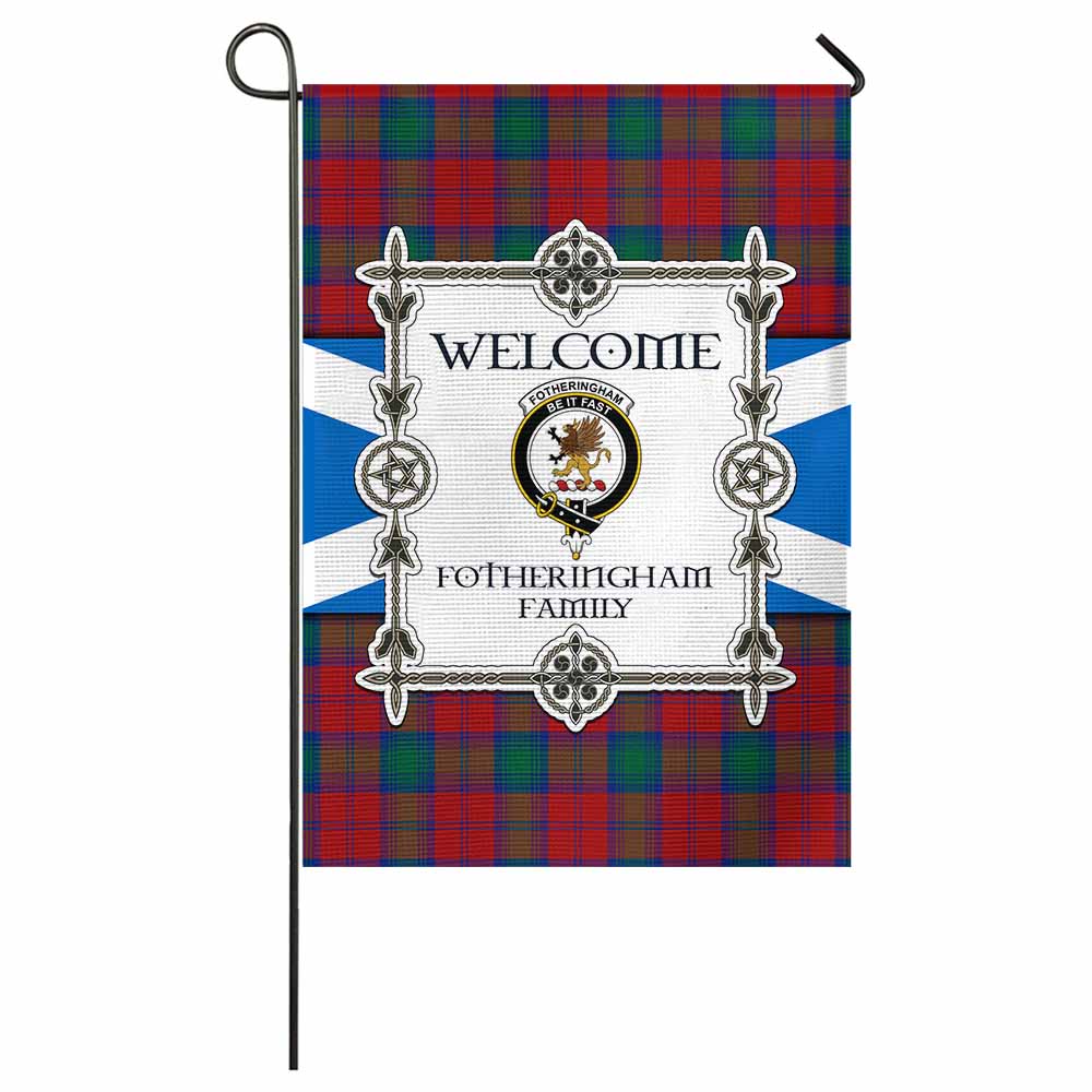 Fotheringham (Fotheringhame) Family Crest Tartan Welcome Garden Flag Saltire Harmony Style - Tartan Vibes Clothing