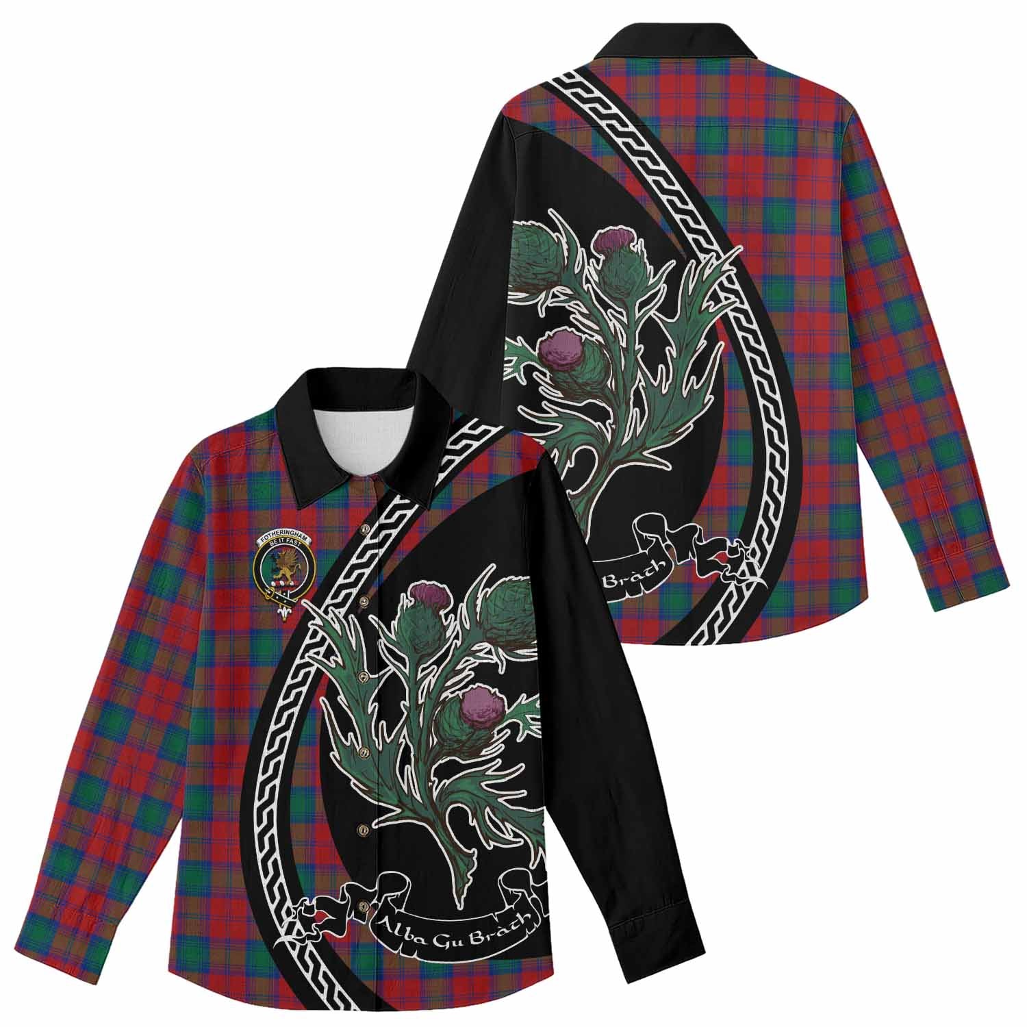 Fotheringham (Fotheringhame) Family Crest Tartan Women Casual Shirt Alba Thistle Inspired - Tartan Vibes Clothing