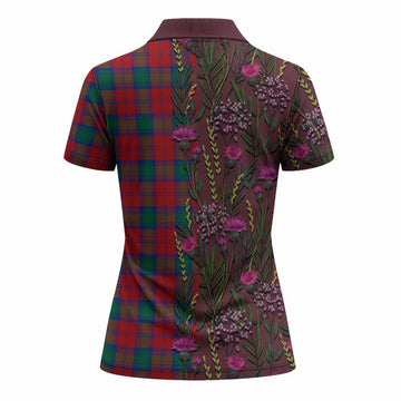 Fotheringham (Fotheringhame) Family Crest Tartan Women Polo Shirt Scottish Thistle Flower Pattern Half Style