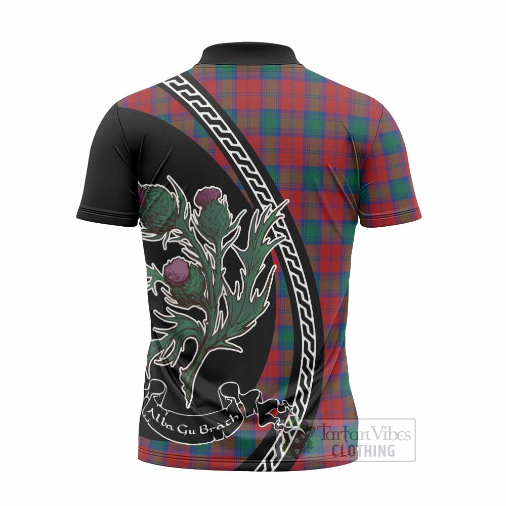 Fotheringham (Fotheringhame) Family Crest Tartan Zipper Polo Shirt Alba Thistle Inspired - Tartan Vibes Clothing