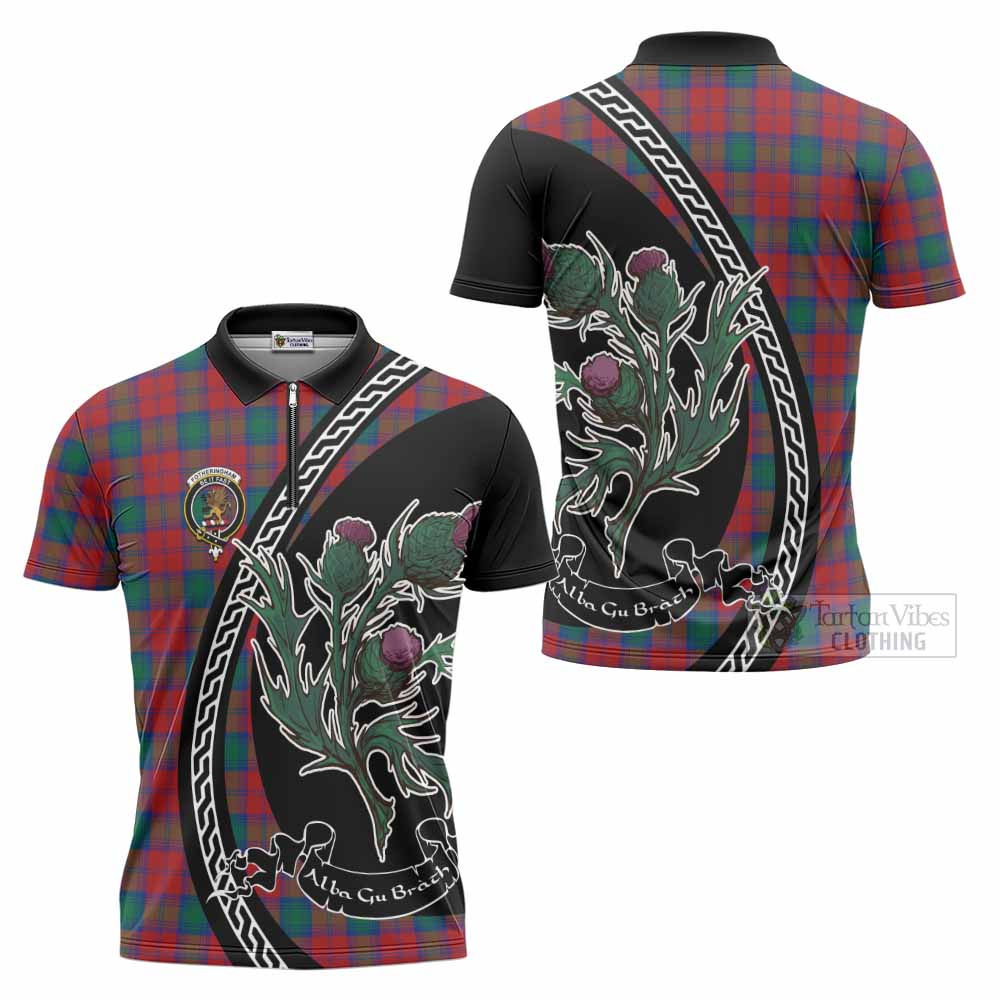 Fotheringham (Fotheringhame) Family Crest Tartan Zipper Polo Shirt Alba Thistle Inspired - Tartan Vibes Clothing