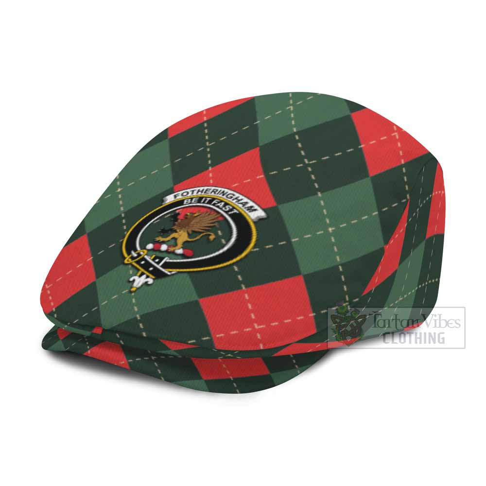 Fotheringham (Fotheringhame) Scottish Family Crest Flat Cap, Jeff Cap Argyle Plaid Christmas Style - Tartan Vibes Clothing