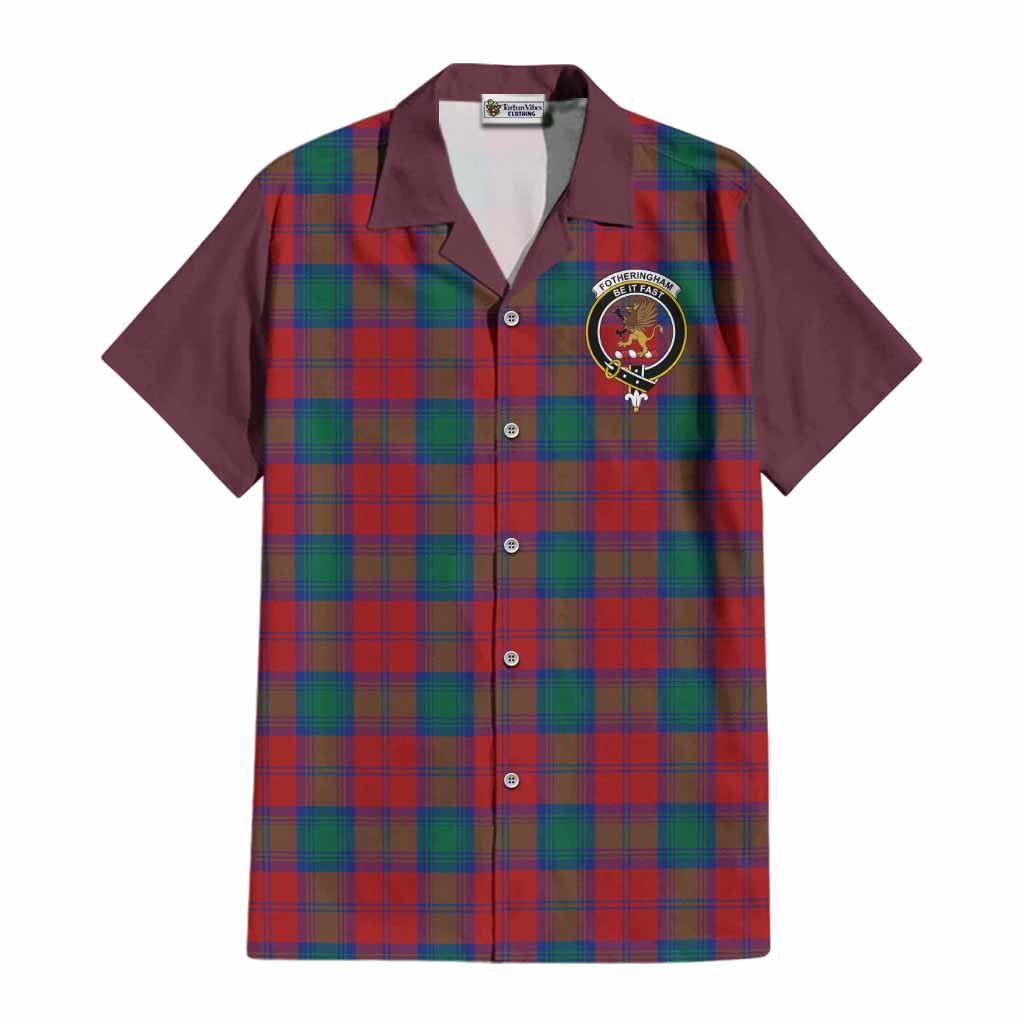 Fotheringham (Fotheringhame) Tartan Accent Cotton Hawaiian Shirt with Family Crest