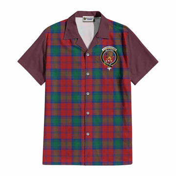 Fotheringham (Fotheringhame) Tartan Accent Cotton Hawaiian Shirt with Family Crest