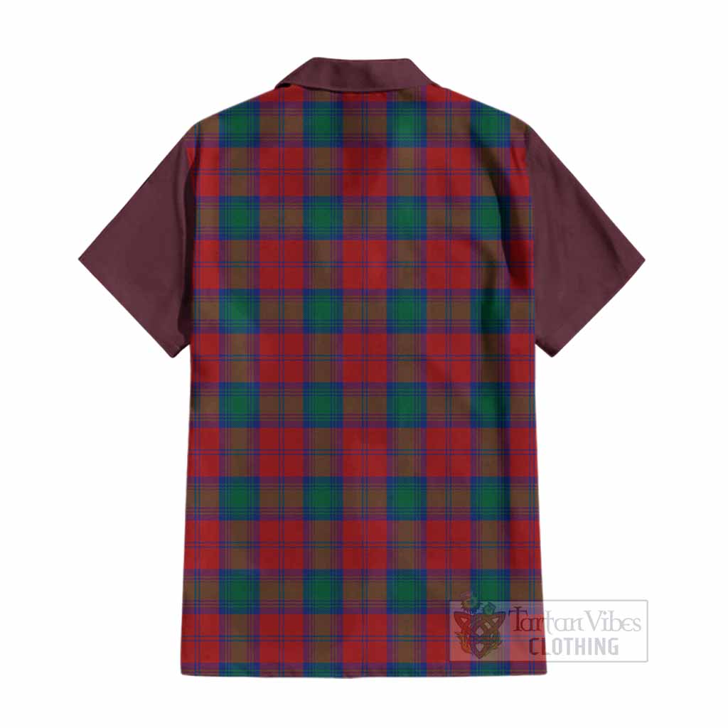 Fotheringham (Fotheringhame) Tartan Accent Cotton Hawaiian Shirt with Family Crest