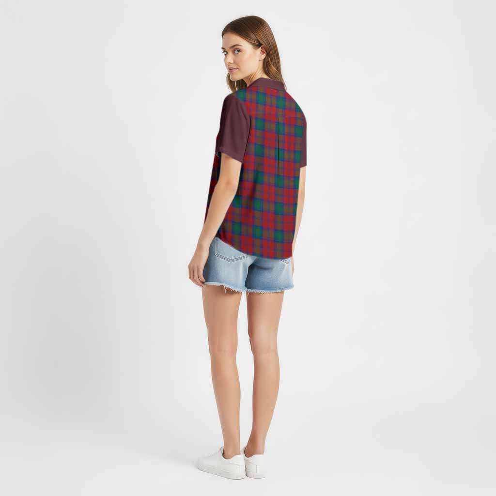 Fotheringham (Fotheringhame) Tartan Accent Cotton Hawaiian Shirt with Family Crest