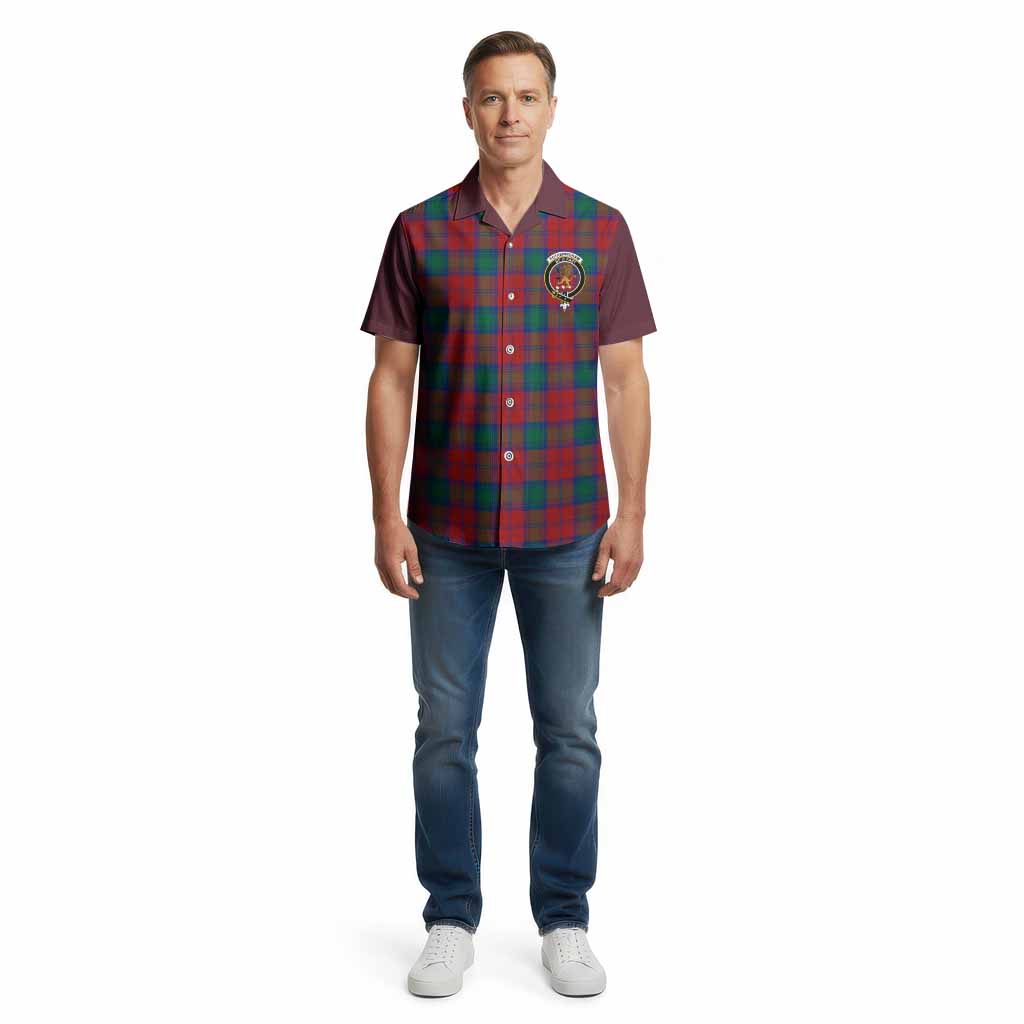 Fotheringham (Fotheringhame) Tartan Accent Cotton Hawaiian Shirt with Family Crest