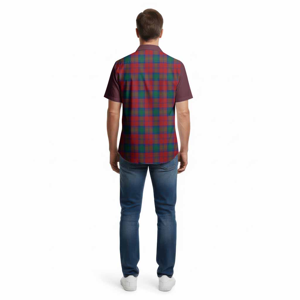 Fotheringham (Fotheringhame) Tartan Accent Cotton Hawaiian Shirt with Family Crest